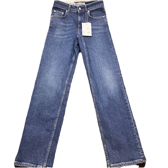 Won Hundred Lounge Blue 4 Jeans Light Wash Straight Leg Made in Italy 27x32 New - Picture 5 of 12